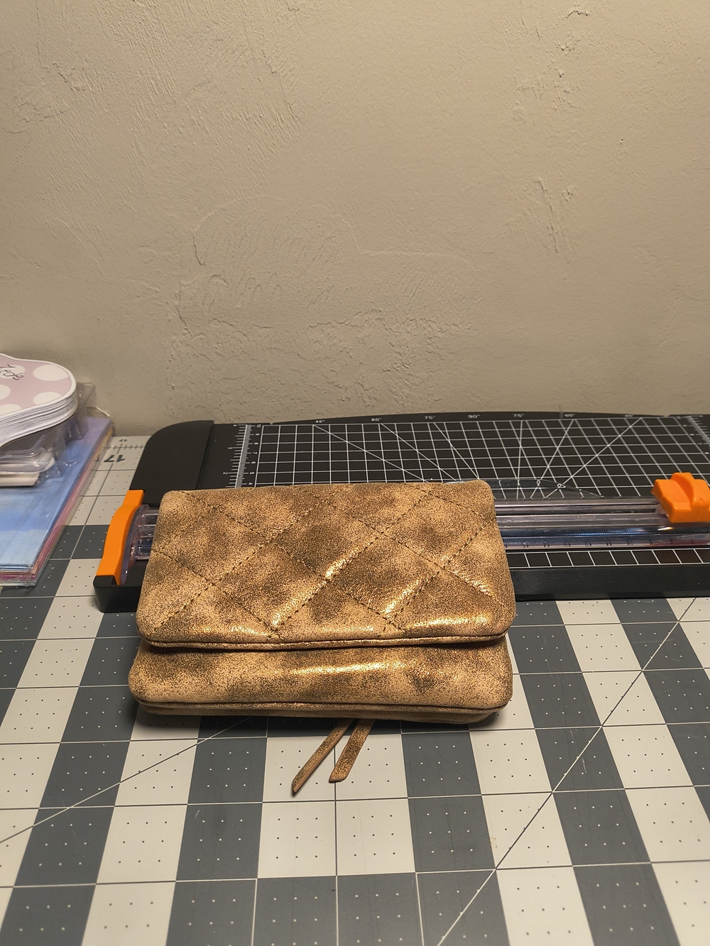 HOBO Metallic Gold Quilted Clutch